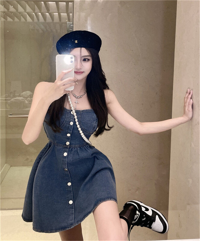 New in early summer! [d.ffstudio] Korean sleeveless breastless dress (with detachable chain) 884# WTT