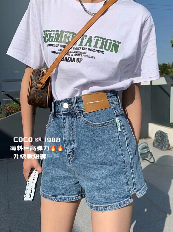 [Mi & Co Wu] label design, vintage and slim denim shorts c1988# hjy