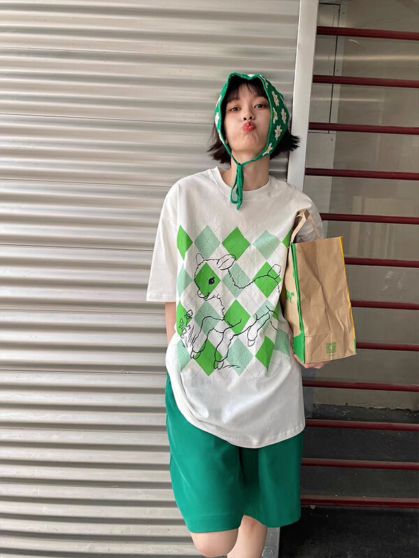 [lab eeda] crew neck loose and versatile printed short sleeve T-shirt 3063# ozq