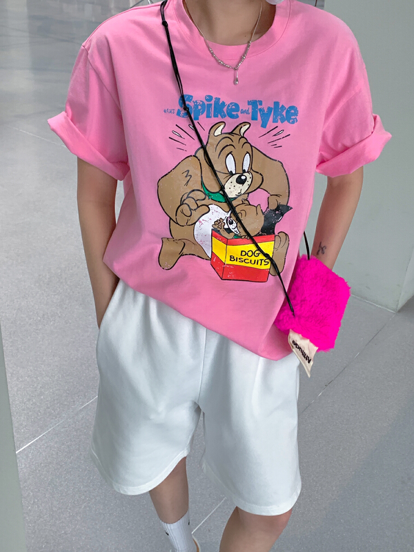 New year in early spring! [attitude] Korean cartoon printing fashion short sleeve T-shirt aq4246# XYJ