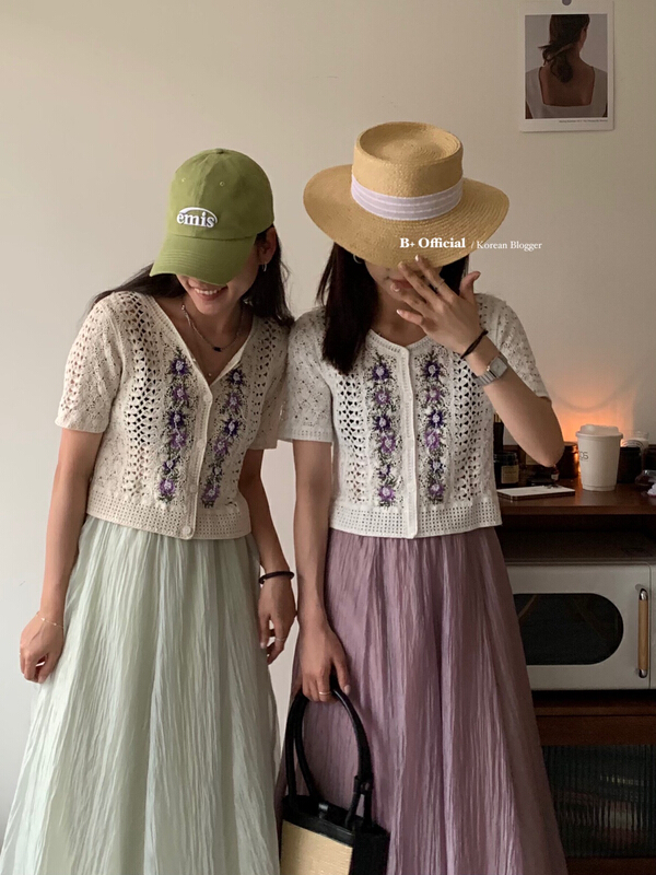 [B plus] three dimensional Crochet Knit blouse 22-9406-2# HBx