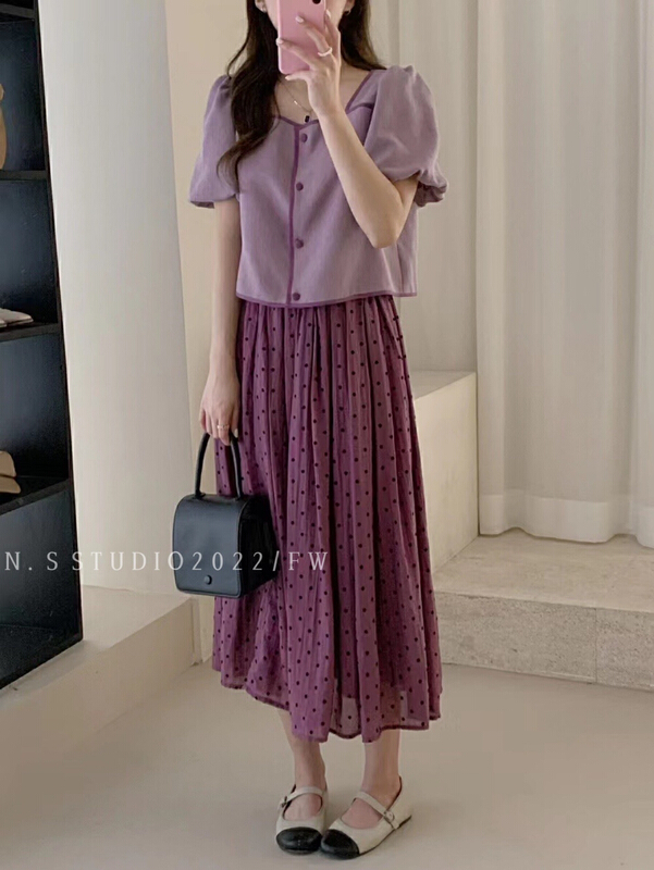 [N.S] Korean style versatile wave point skirt (only selling skirt) 558# WPL