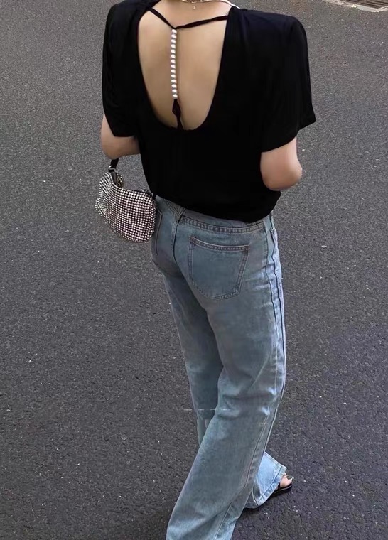 [Anan +] pearl design Korean Short Sleeve T-shirt 329# WTT