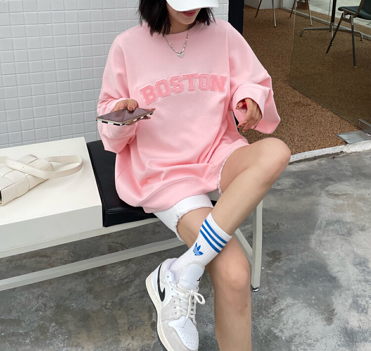 goods in stock! [keyboard] Korean casual versatile toothbrush embroidered letter sweater c-2852# LSL