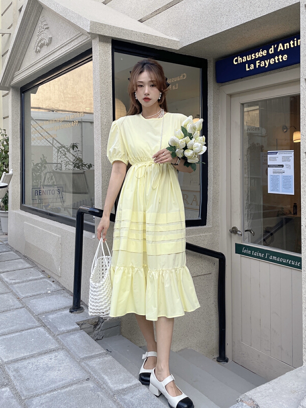 New in early summer! [J2. J1wg] double zipper drag Girl Dress (with waist rope) 22085# cqw