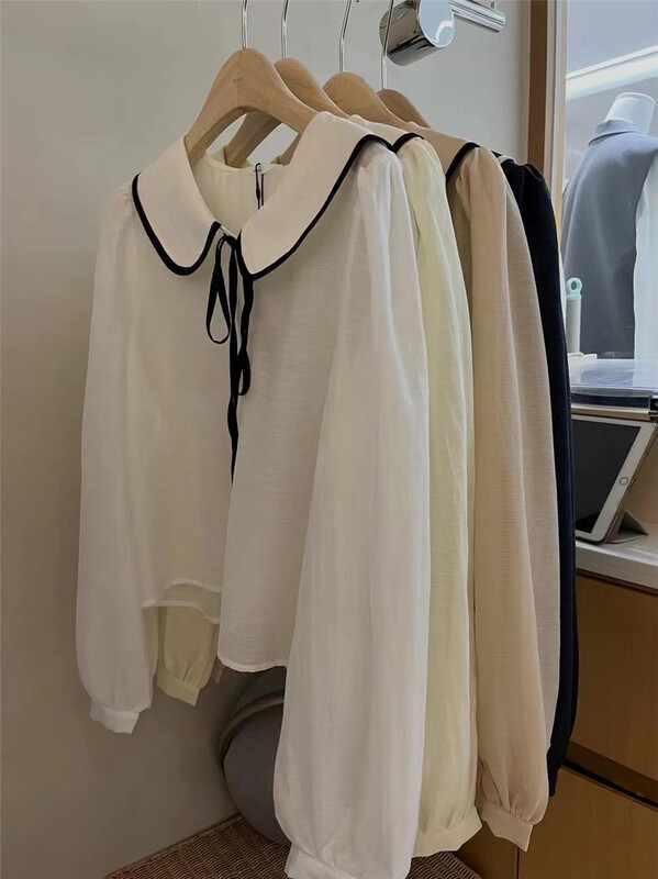 New year in early spring! [sunny] Korean sweet doll collar bandage shirt 1872# hjy