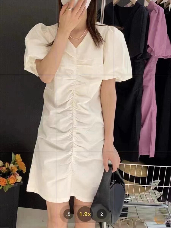 [misu +] fashion V-neck simple dress 80538# ZZL
