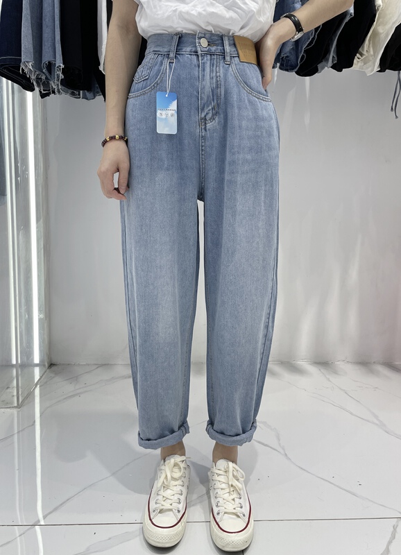 [Mi & Co Wu] Japanese style semi elastic waist daddy jeans t2211# hjy