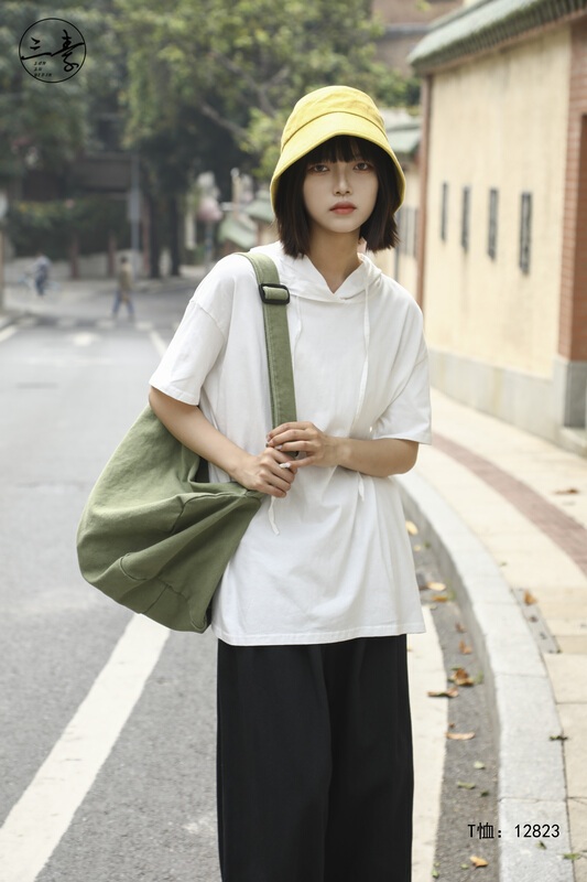 New in early summer! [original of three plain clothes] casual loose hooded short sleeve T-shirt 12823# XYJ