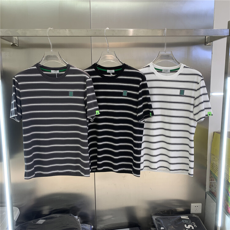 New in early summer! [aoshilong] round neck stripe versatile short sleeve T-shirt ls3631# ZZL