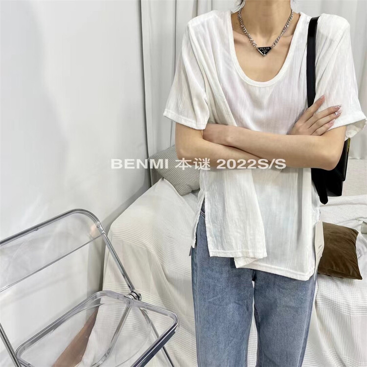 New year in early spring! [Ben. Mi mystery] simple solid color versatile short sleeve T-shirt 1082# ll