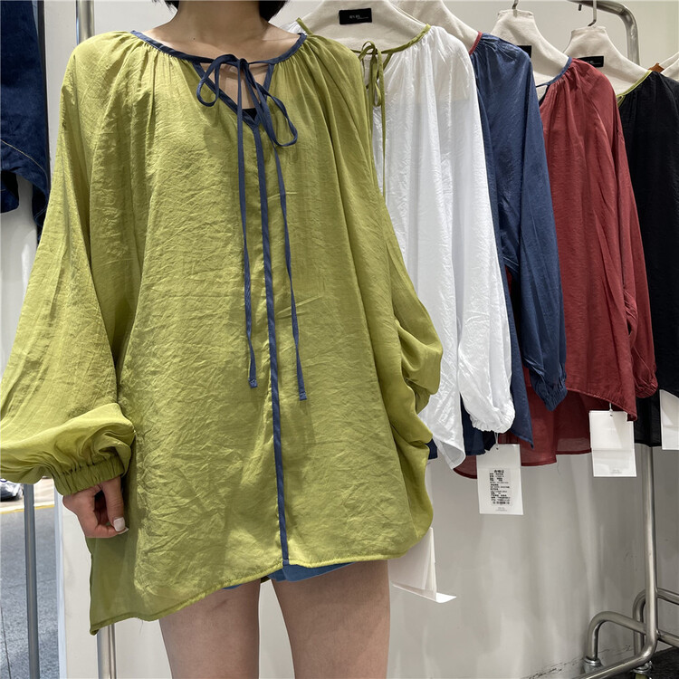 New in early summer! [original by hnhl] Korean color blocking bandage shirt 17888# XYY