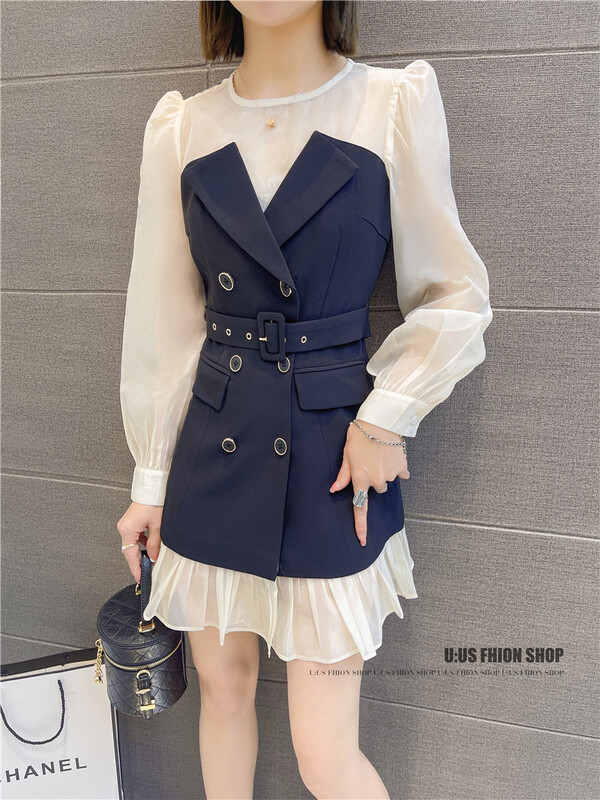 New year in early spring! [UUS] Korean style elegant dress (with belt) 22635# zyh