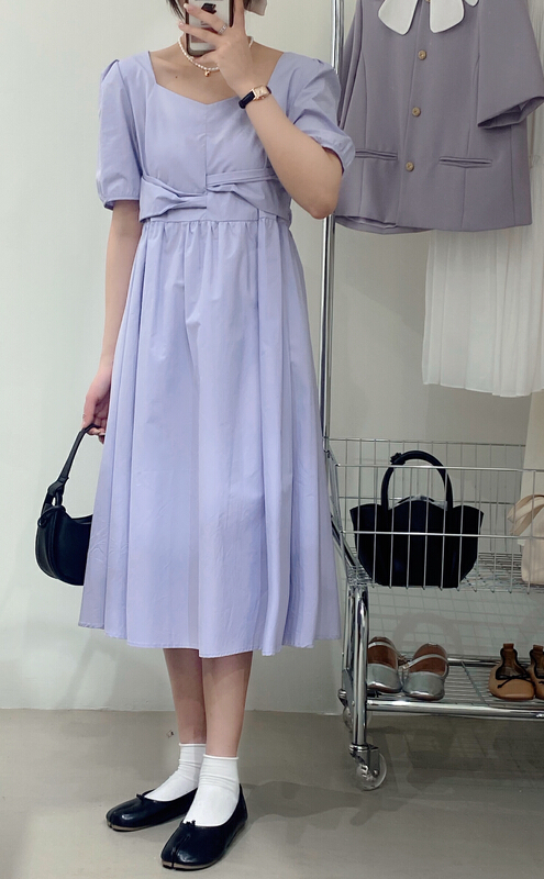 [chocolate] Korean loose and versatile dress (with belt) 28044# L