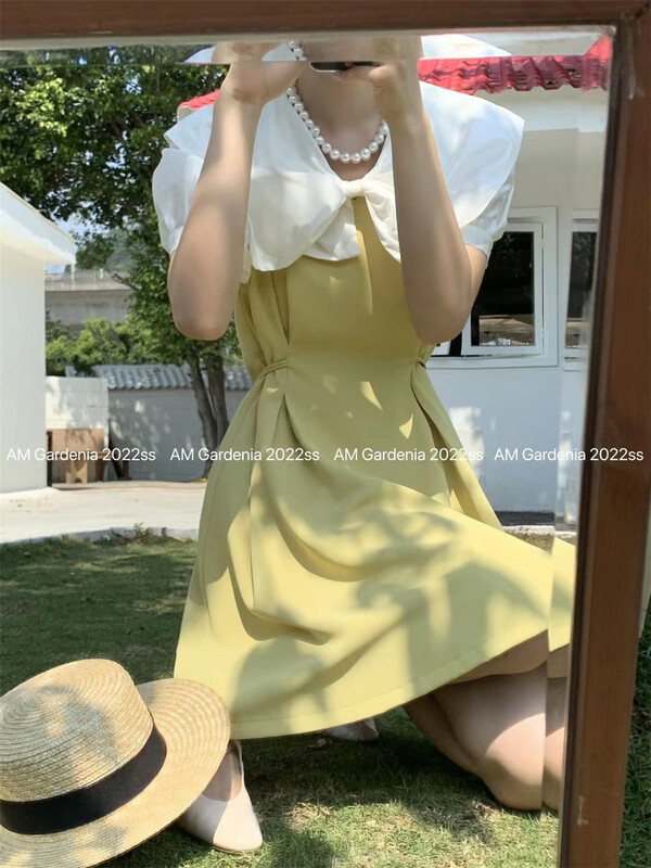 New in early summer! [am] little woman's color matching thin dress 3527# JJ