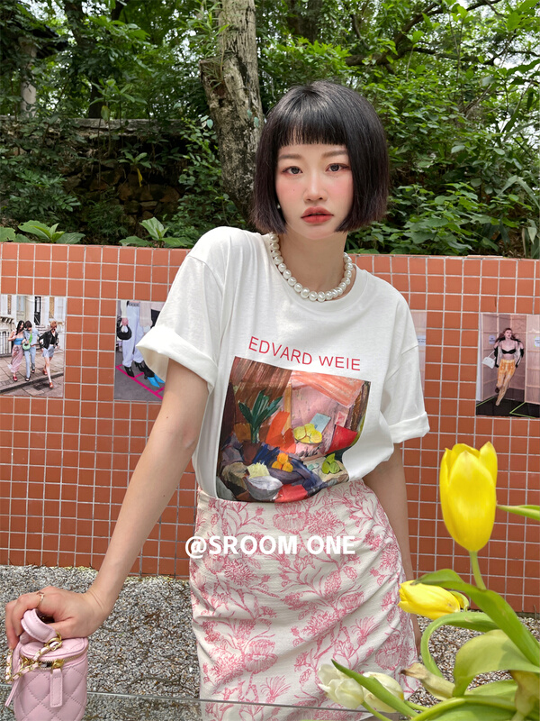 [s.room] loose Korean printed short sleeved T-shirt (only short sleeved T-shirts) 702# LSL
