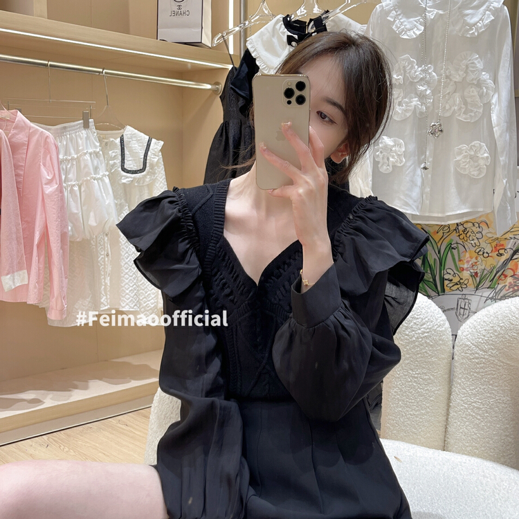 goods in stock! New year in early spring! [Feimao Philippine cat] Korean version versatile fashion peach neck warm sweater ym-9550# LSL