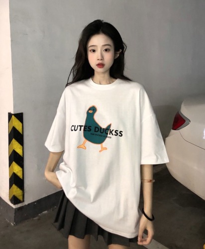 Official figure cotton 180g 2022 fashion leisure bar Korean version of the new short sleeved T-shirt for female students