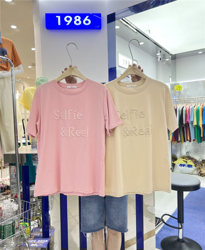 [1986] letter comfortable Korean Short Sleeve T-shirt f1707# LSL