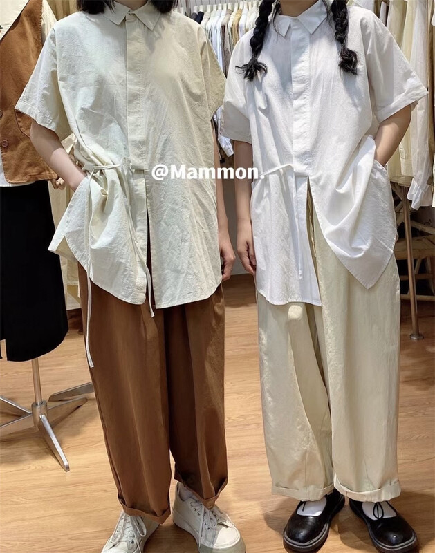 【MAMMON】休閒系帶寬鬆襯衫  2024#  LL