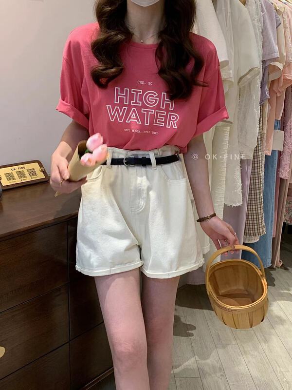 [OK fine] Korean simple letter printed short sleeve T-shirt ys1-2033# zjy