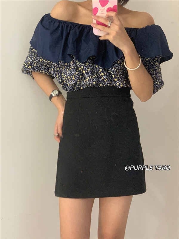 [purple potato home] one shoulder thin and versatile small shirt ys2-6621# HBx
