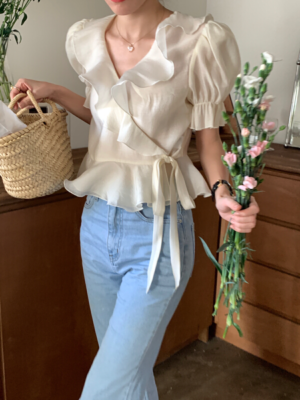 [vistype] ruffled French shirt 7702# hjy