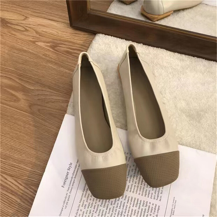 goods in stock! New year in early spring! [DS. Gift] color blocking fashion retro foreign style low flat heel shoes 5102# LSL