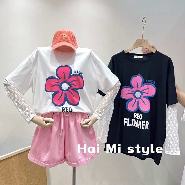 [Haimi] Korean fashion trend foam printing fake two long sleeved T-shirts 1829# WTT