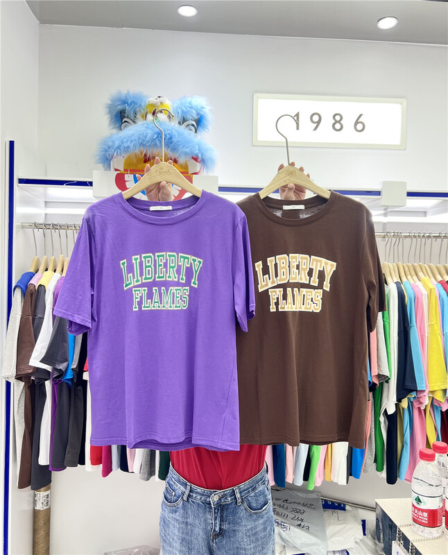 goods in stock! New in early summer! [1986] letter print loose Casual Short Sleeve T-shirt c688# LSL
