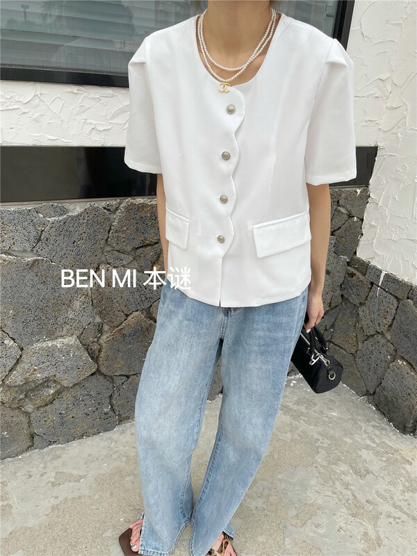 【BEN.MI本謎】單排扣舒適韓系小衫  B1208#  LL