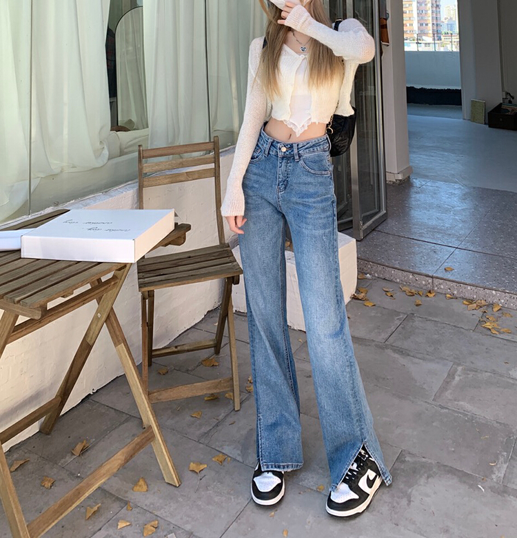 New year in early spring! [ten. Ten] Korean version of high waist, thin and versatile split straight jeans y3958# jhy