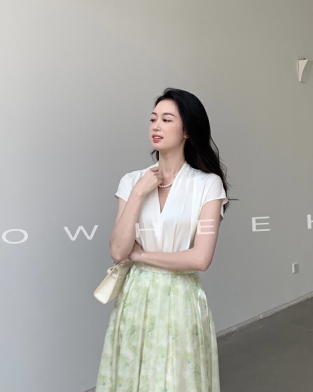 [xiuxixi] commuting foreign style sleeveless shirt (with pearl chain) 9095# zxx