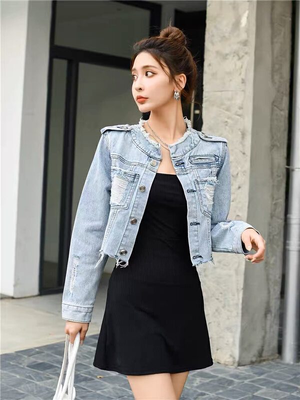 New year in early spring! [Rebecca] foreign style hole breaking comfortable denim coat 20660# WW