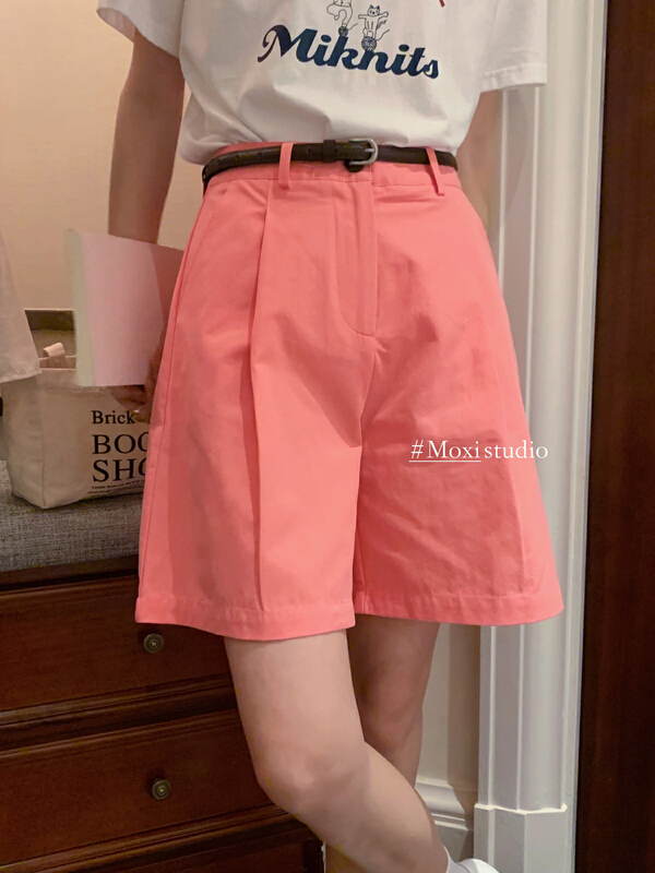 goods in stock! New in early summer! [Moxi] Korean versatile net color five point casual shorts (with belt) 75905# XJ