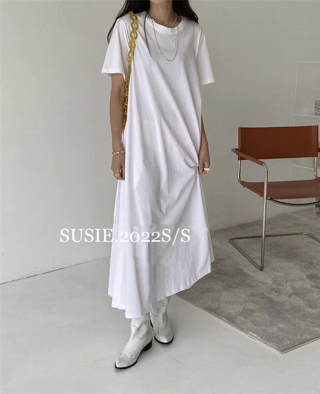 [Susie] Korean version solid color long lace up dress 8670# ZSY