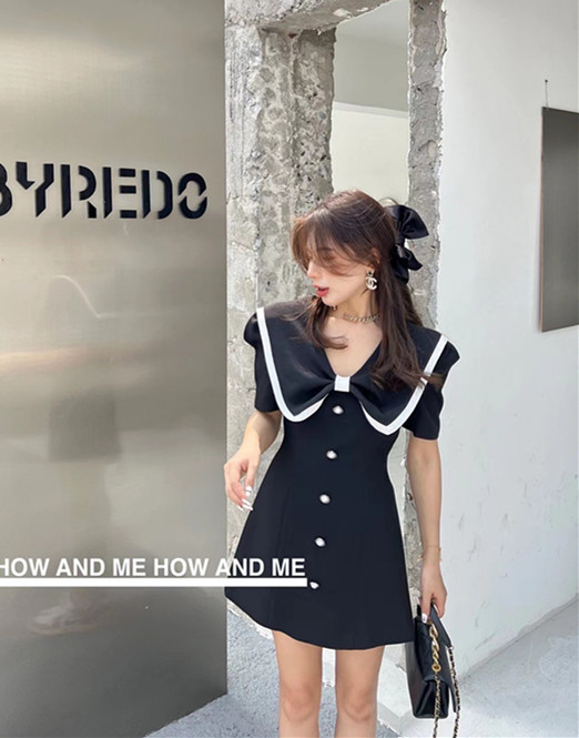 New in early summer! [how and me Cheng Xi] Korean sweet hot girl fashion dress (without necklace) 7031# LSL