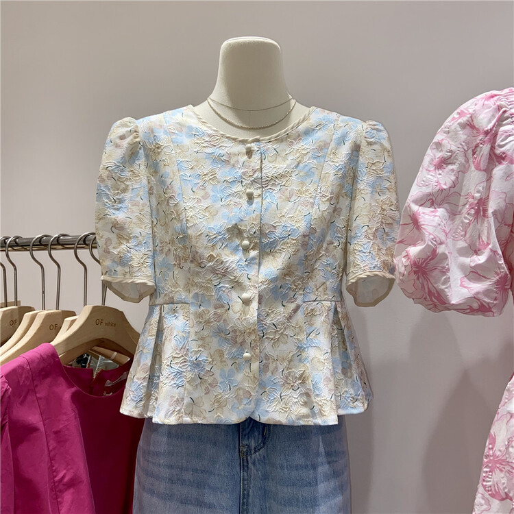[of white] floral single breasted comfortable shirt f881355# L
