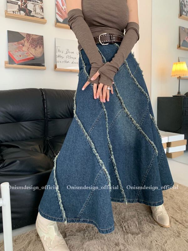New year in early spring! [onism. Design] raw edge temperament slim fitting denim skirt on195# WTT