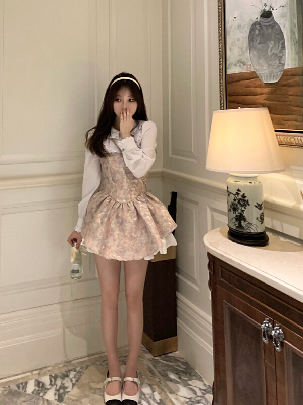 [pepper] sleepwalking Alice in Wonderland bra design pink purple suspender dress 1275# Cl