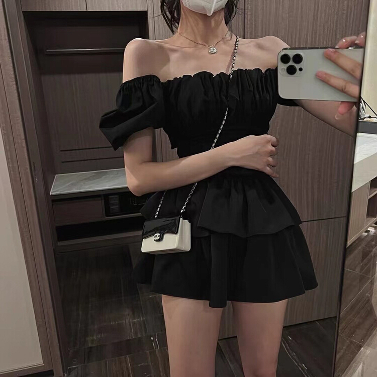 [RM. HH] back bow design one shoulder dress 315-1# ozq