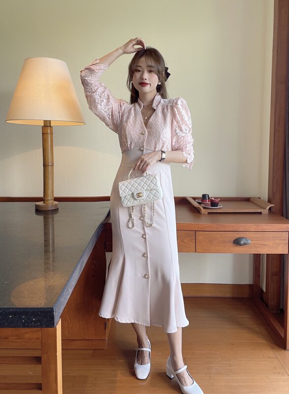 New year in early spring! [J2. J1wg] lady's foreign style age reducing buckle dress 22020# cqw