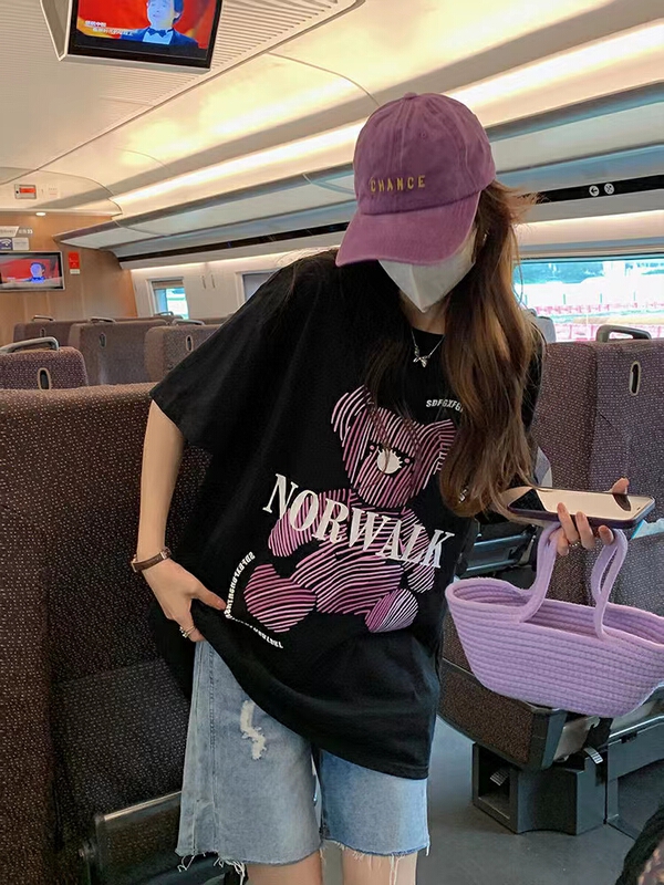 [kakajia] design trendy bear short sleeve T-shirt 2095# ozq