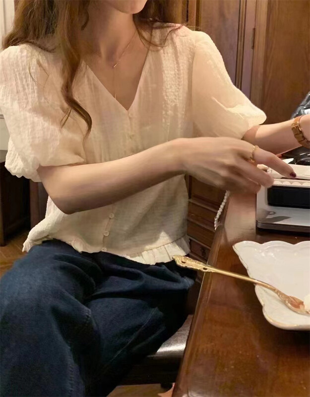 New in early summer! [Susan] Korean lady bubble sleeve sweet blouse ys1-1185# LSW