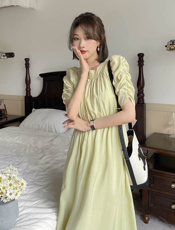 [J2. J1wg] Korean solid color elastic design dress 22133# cqw