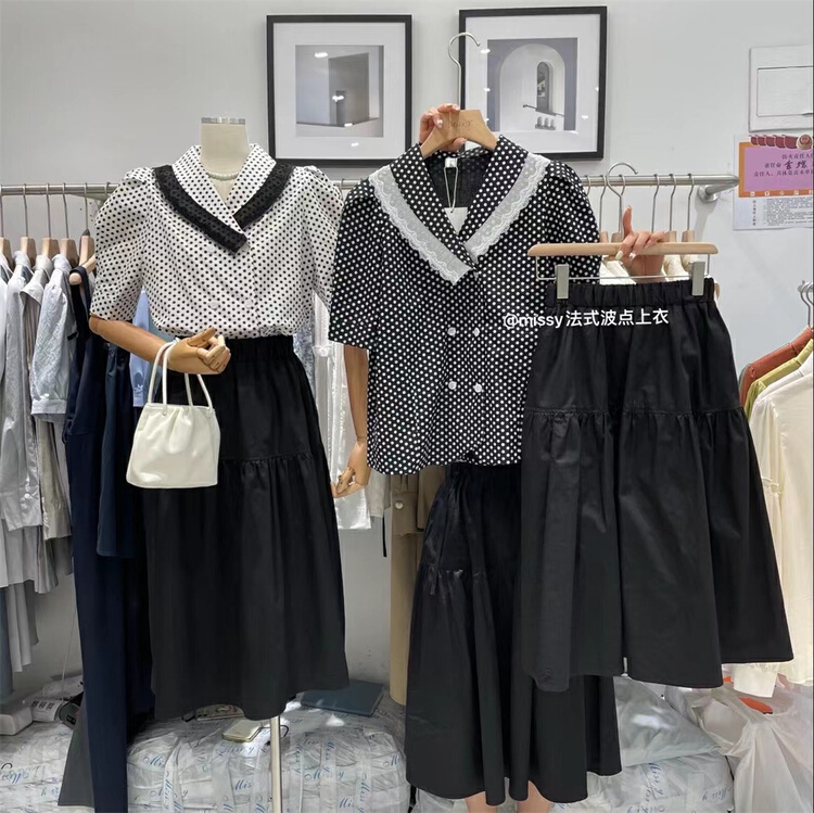 [miss. Y] Korean lotus leaf collar wave Dot Shirt 5061# zxx