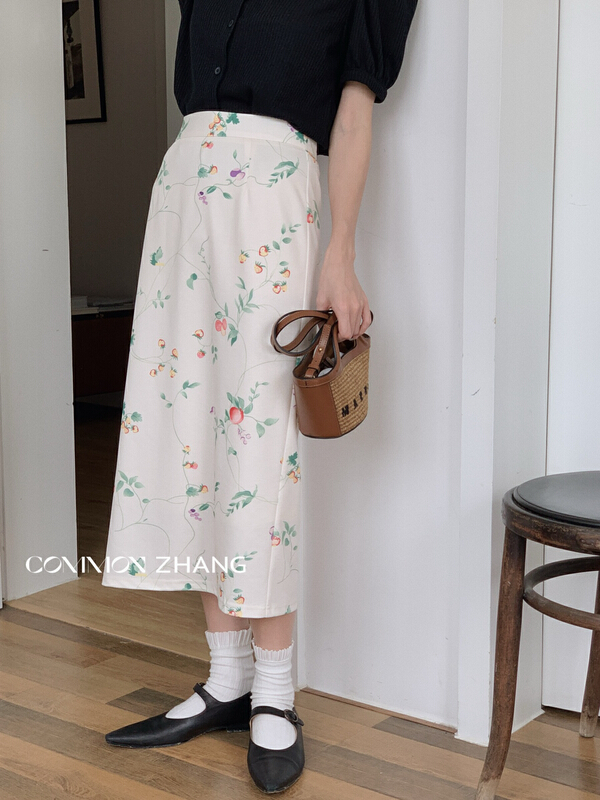 New in early summer! [CZ Zhang] lady print versatile skirt 62356# XYJ