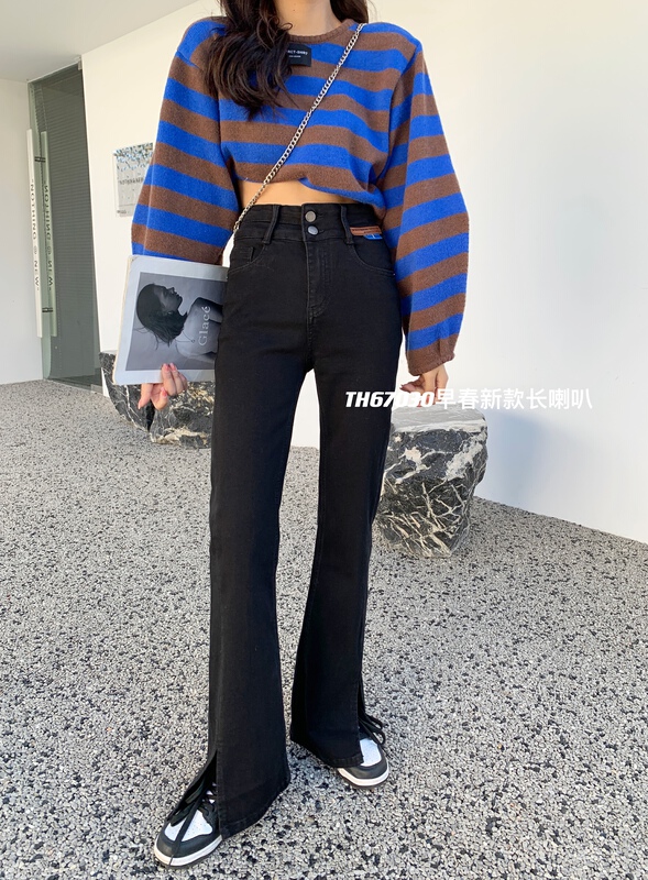 New year in early spring! [T.H] Korean skinny and foreign style slit jeans 67031# WTT