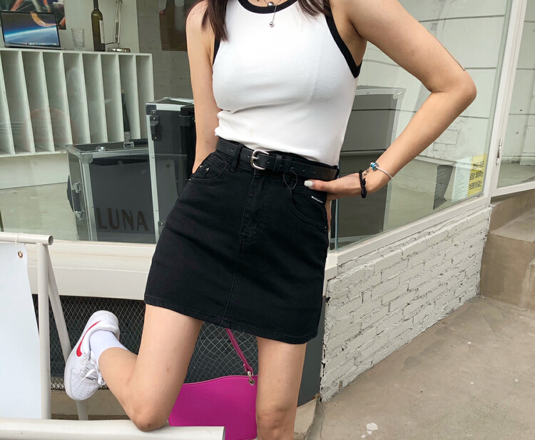 New in early summer! [hakie] Korean fashion versatile elastic skirt (with belt) 770652# ozq