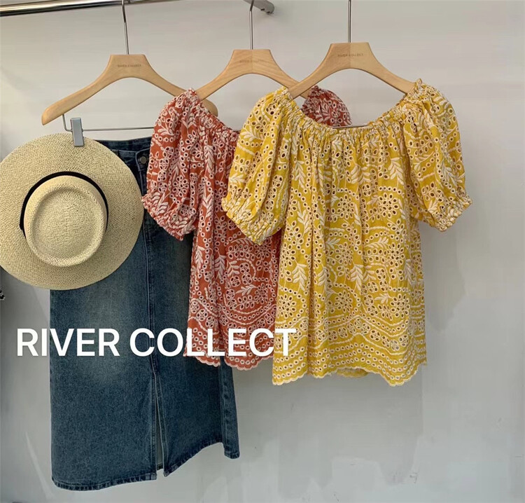 [River collect] sweet and gentle blouse with broken flowers 2585# zxl